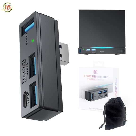 JYS 4-in-1 Portable USB 3.0 Expansion Dock Hub for Steam Deck, Steam Machine, PS5, Laptops & PC, 5Gbps High Speed Data Transfer with LED Indicator