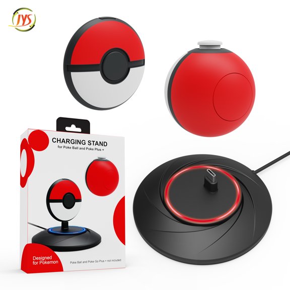 JYS ABS Charging Dock with LED Indicator for Pokémon GO Plus+ & Nintendo Switch Poke Ball Plus, Anti-Slip Display Charging Stand with Overcharge Protection