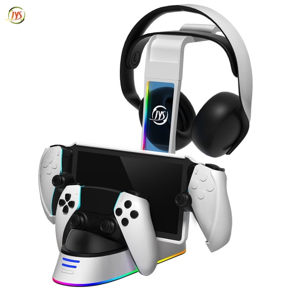 JYS Metal Charging Dock for PS5 Portal & DualSense Elite Controller, RGB Color Changing Ambient Light with LED Indicator