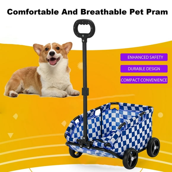 JYS Pet Stroller with High-quality Materials, Safe Hair-free Pet Pet Stroller Dog Cart ,4 Wheels Folding Small Dogs Cats Stroller Pet for Travelling,Blue