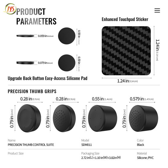 JYS Silicone Accessory Kit for Steam Controller, Anti-Slip Thumbstick Caps, Touchpad Stickers & Back Button Pads