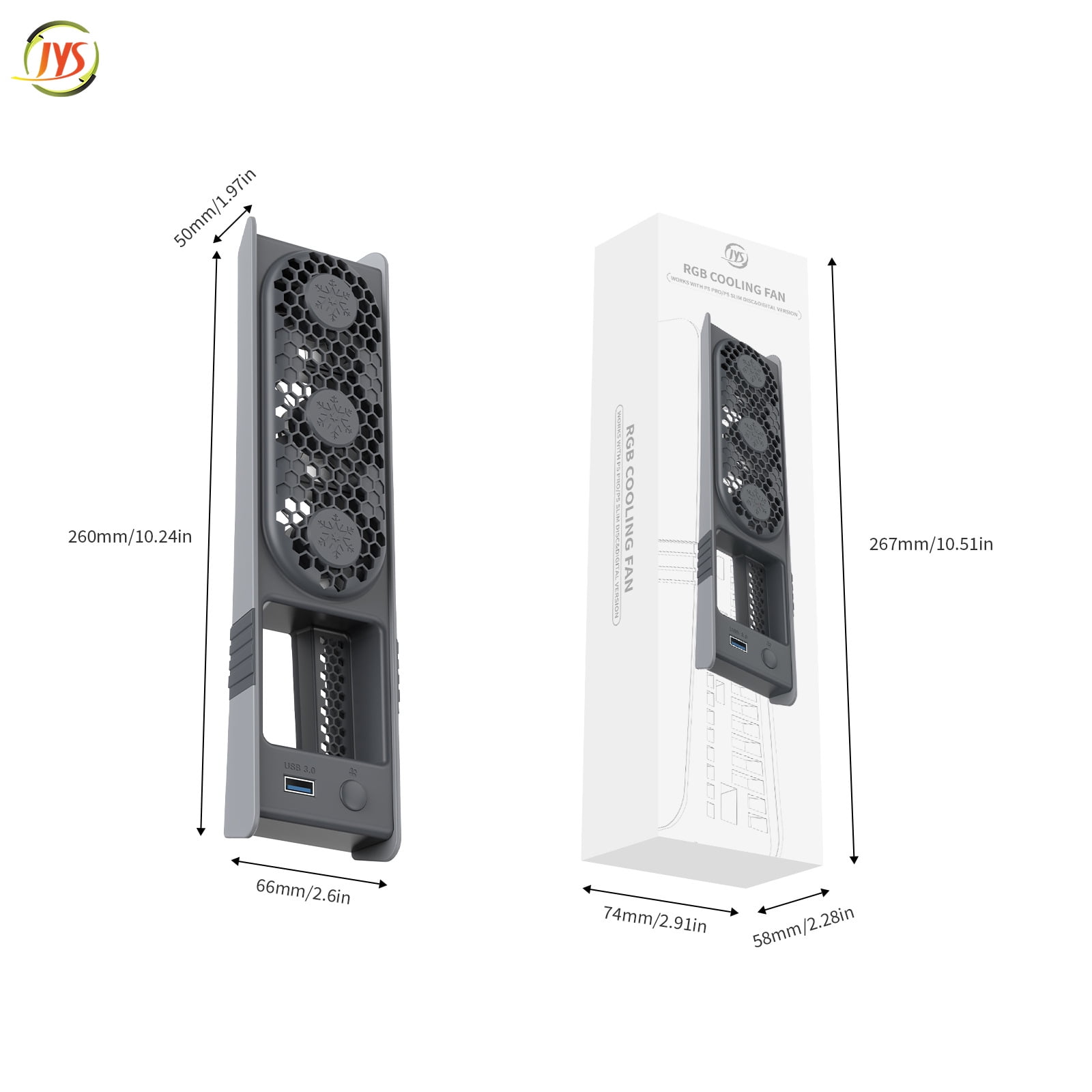 JYS Universal RGB Cooling Fan for PS5 Pro/PS5 Slim - Smart Temperature ...