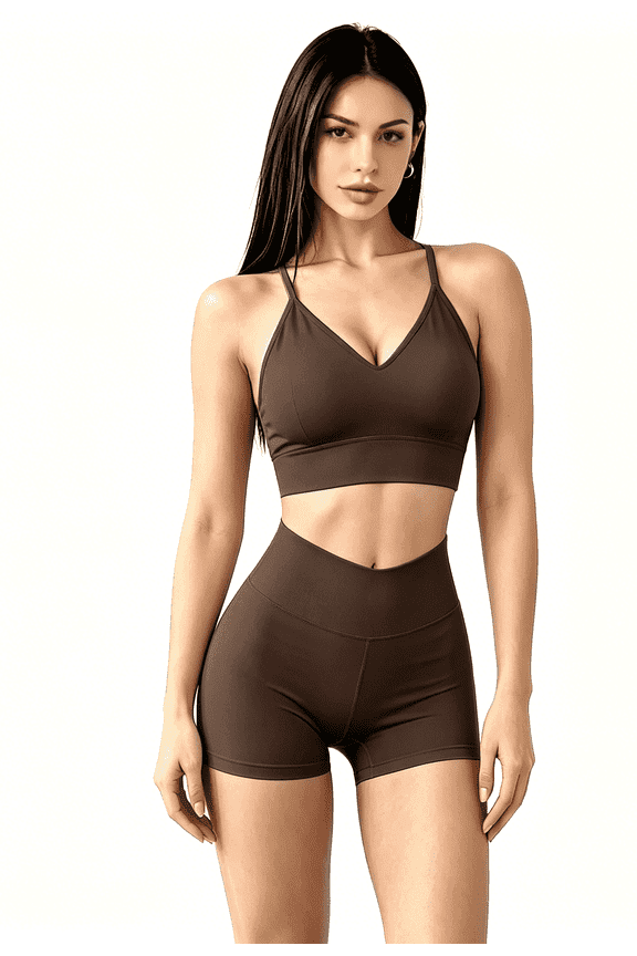 Summer new seamless sports suit fitness suit women's sports suit three part hip lifting shorts yoga suit set