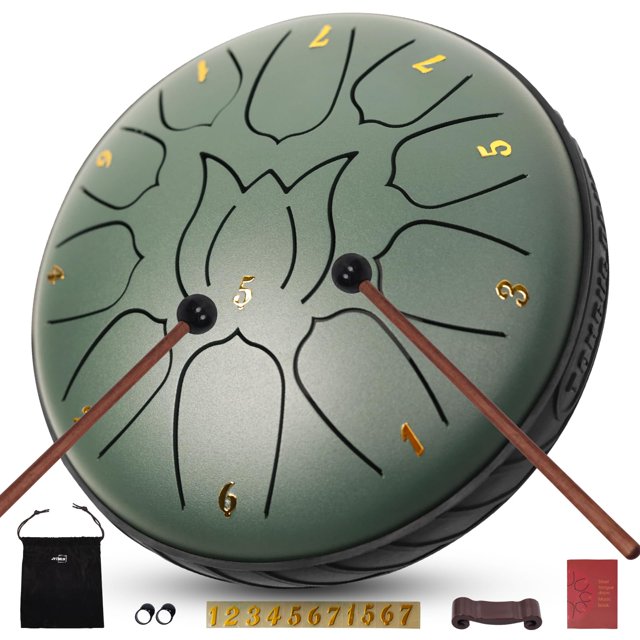 JYTMUS Steel Tongue Drum 11 Notes 6 Inches Steel Drum with Drum Bag