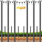 JYTOBN 10Ft String Light Poles 6 pack,Poles for Hanginig Outdoor String Lights with Fork and Fence Clamp