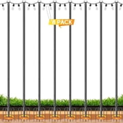 JYTOBN 10Ft String Light Poles 8 pack,Poles for Hanging Outdoor String Lights with Fork and Fence Clamp,Freestanding or Mounted on Fence/Deck/Patio