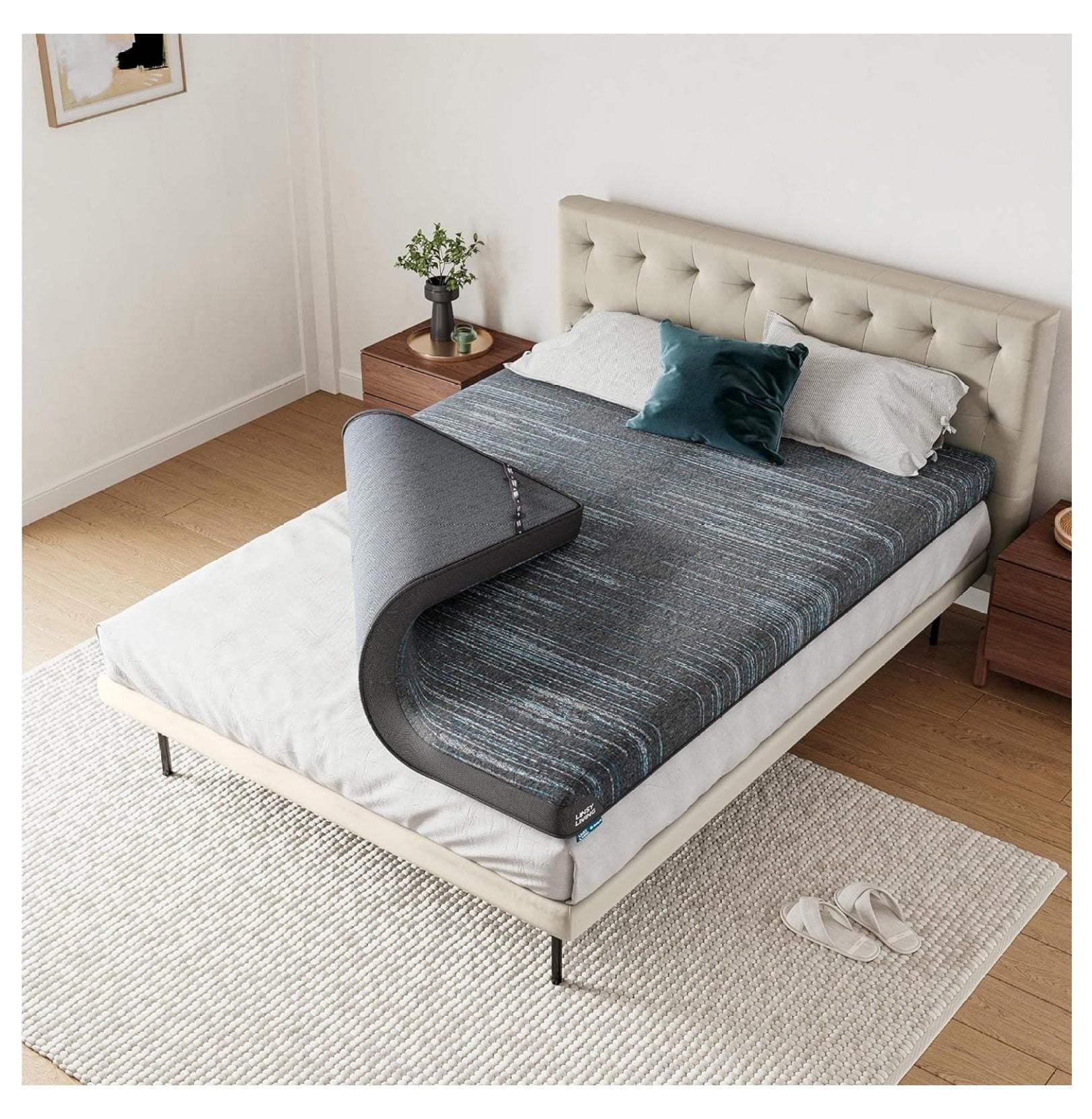 JYUii 3.5 Inch Soft Memory Foam Mattress Topper RV King, Non