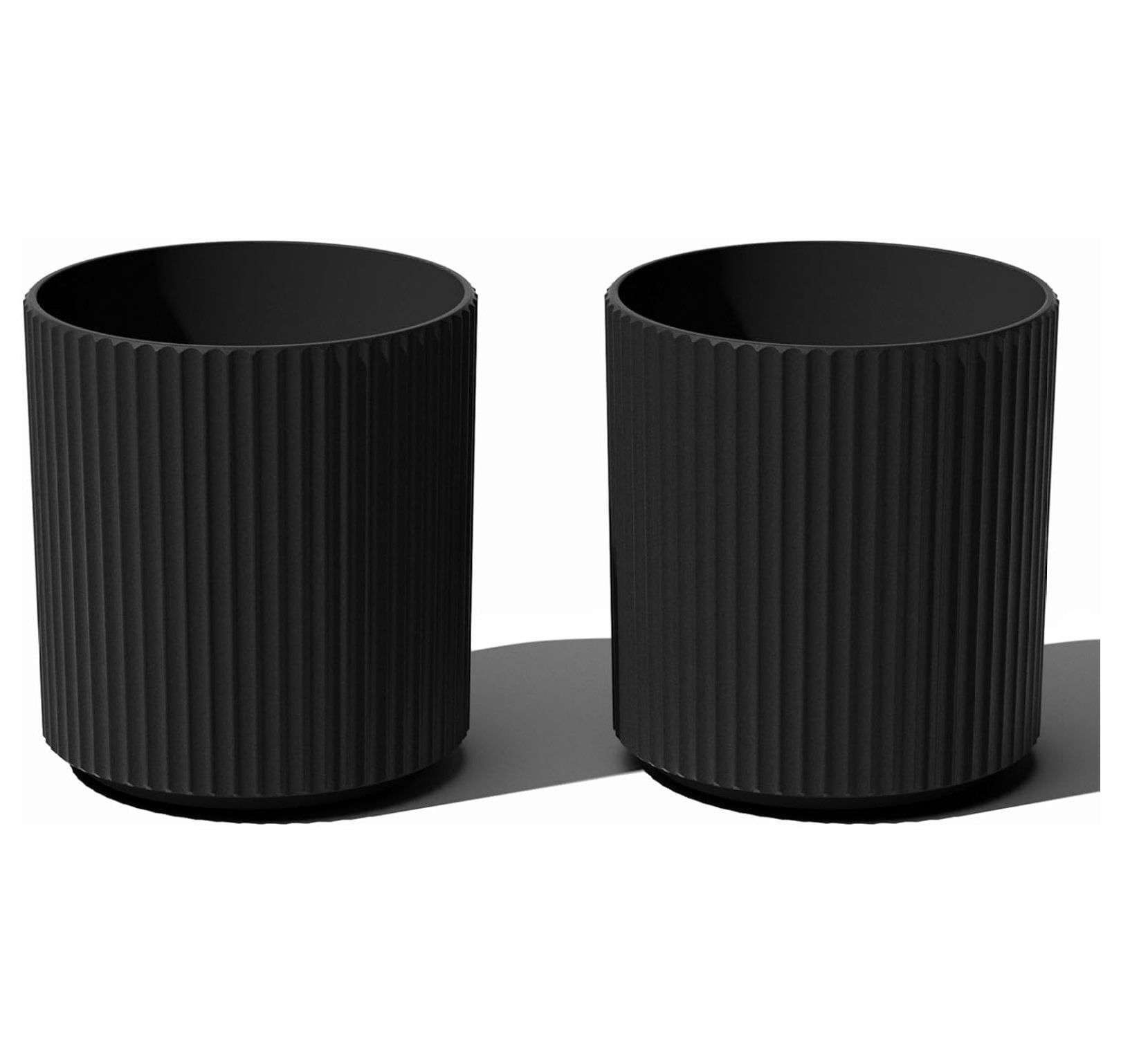 Veradek Mason 16" Black Plastic-Stone Round Outdoor Planter