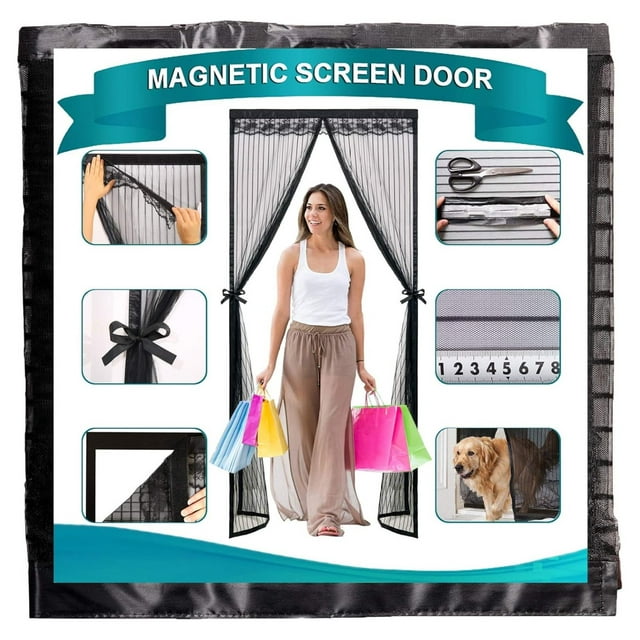 JYUii Door Screen Closure 93x91 in, Full Frame Hook&Loop Mesh