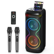 JYX Big Bluetooth Speaker, Large Party Speaker with 2 Wireless Microphones, DJ Lights, Portable Outdoor Speaker with Karaoke Speaker PA System, T20-T