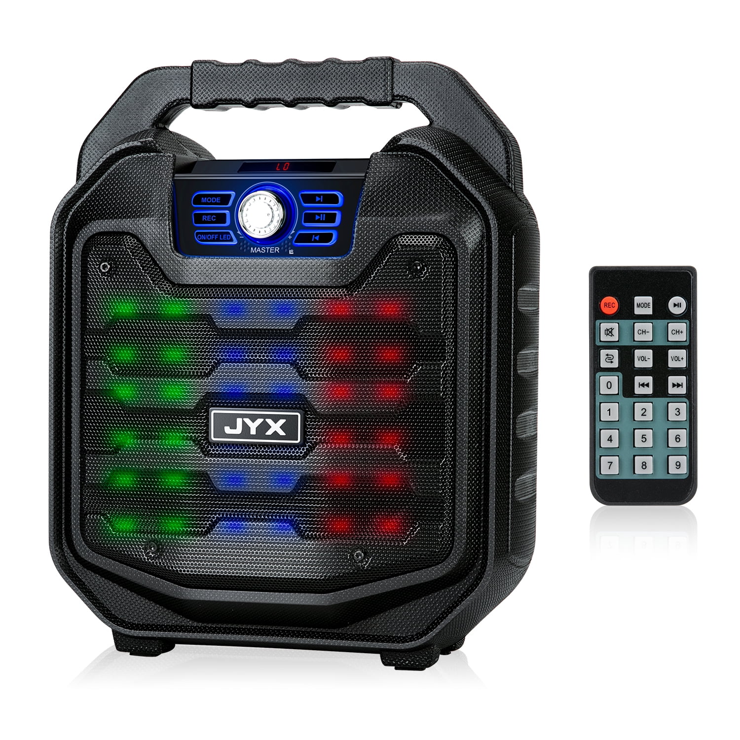 JYX Bluetooth Portable Speaker PA System with FM Radio, Karaoke, Recording Functions, LED
