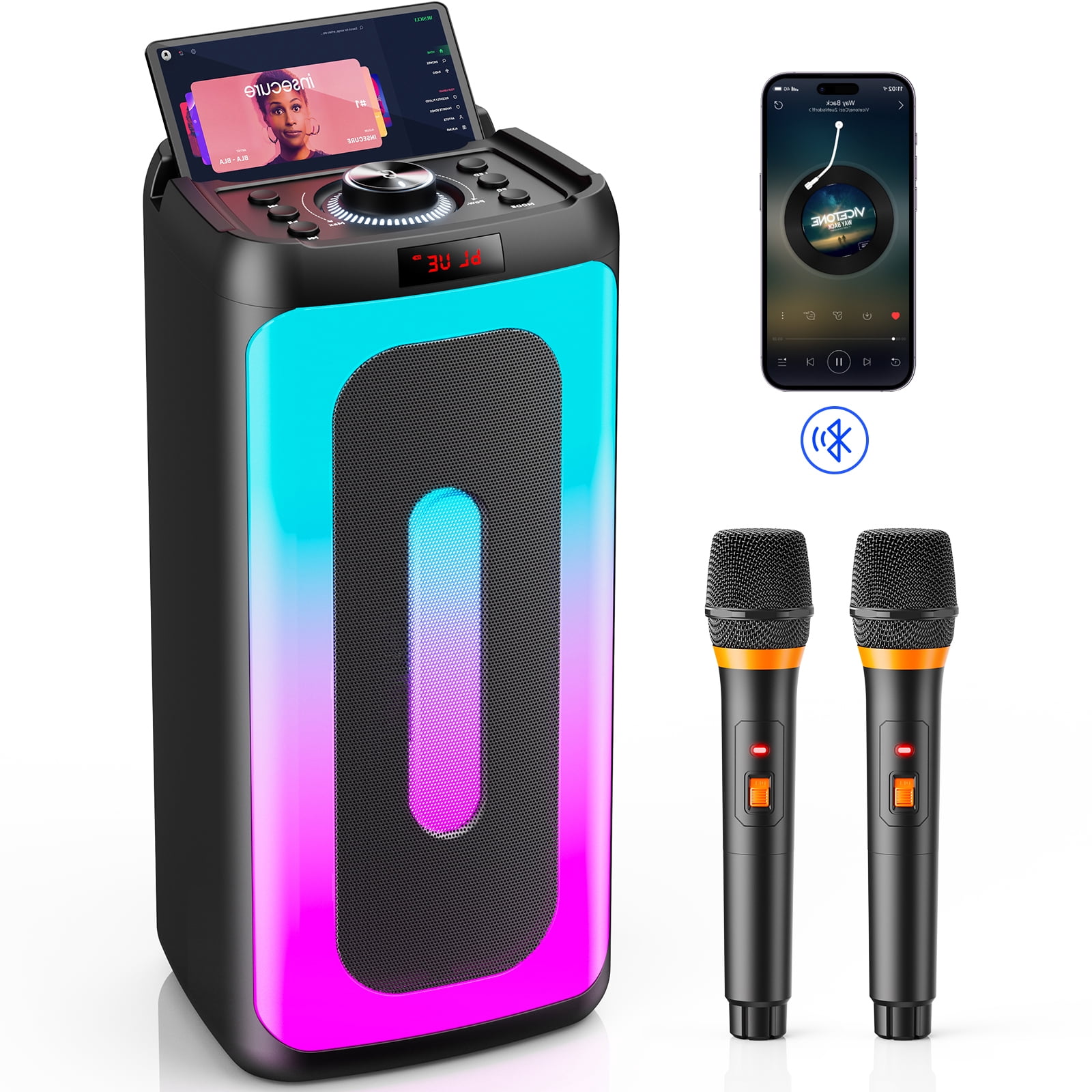 JYX Party Speaker, Portable Bluetooth Speaker with Colorful RGB Light for Outdoor/ Home