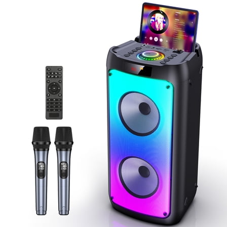 JYX Party Speaker, Portable Bluetooth Speaker with 2 Microphone, Rgb Lights, Deep Stereo Bass for Outdoor/ Home