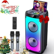 JYX Party Speaker, Portable Bluetooth Speaker with 2 Microphone, Stereo Bass Speaker for Christmas Party