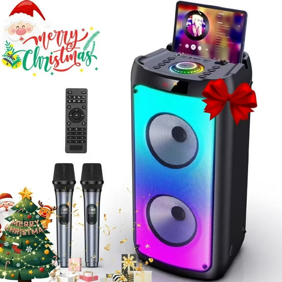 JYX Party Speaker, Portable Bluetooth Speaker with 2 Microphone, Stereo Bass Speaker for Christmas Party