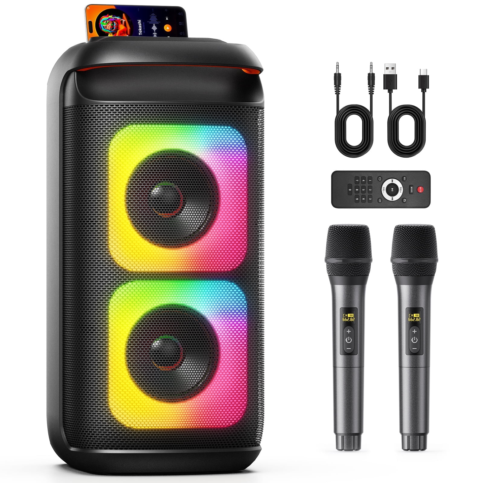 JYX Portable Party Speaker, Bluetooth Speaker with 2 Mics, Deep