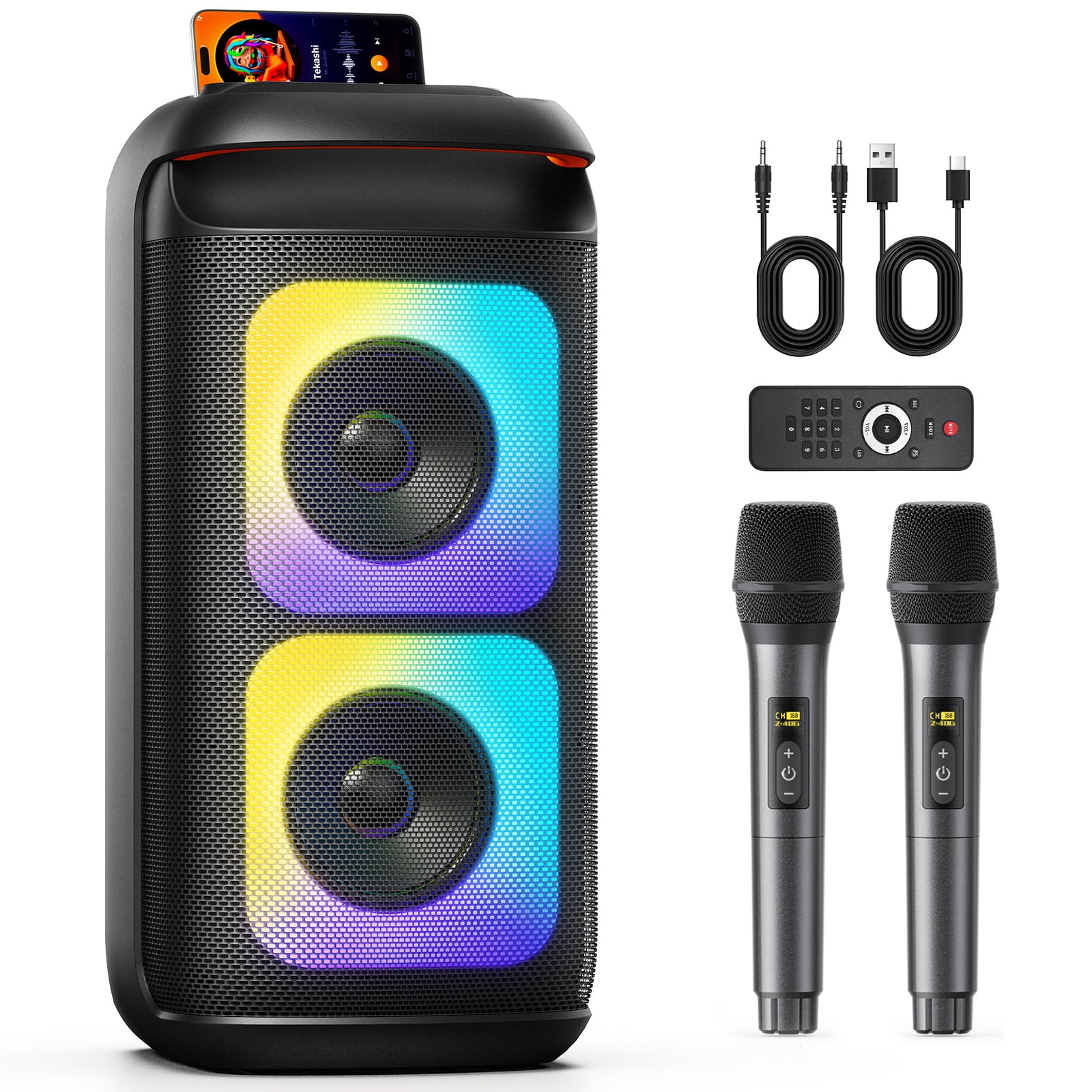 JYX Party Speaker, Portable Bluetooth Speaker for Outdoor with Rgb Light, Deep Bass Loud System , T37-T