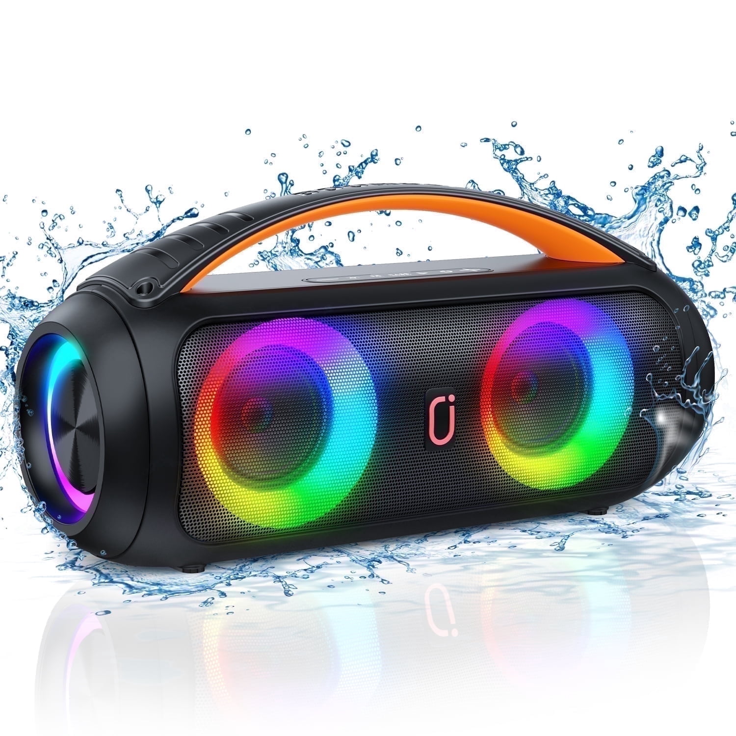 JYX Bluetooth Speaker, IPX5 Waterproof Wireless Portable Outdoor Party Speakers with Rgb Lights, 40W Stereo Deep Bass Boombox for Pool, Beach, D16