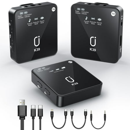 JYX Dual Wireless Lavalier Microphone for iPhone Camera, Mini Mic Clip-on Lapel Microphone System for YouTube Vlog Live Streaming Video Recording