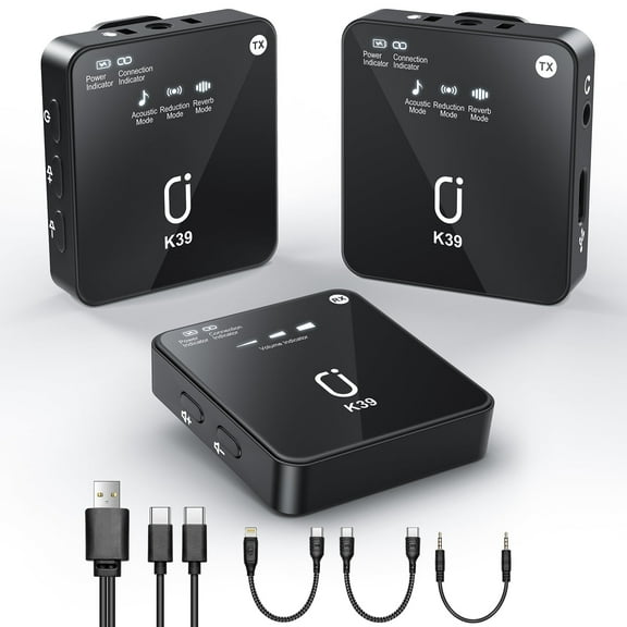 JYX Dual Wireless Lavalier Microphone for iPhone Camera, Mini Mic Clip-on Lapel Microphone System for YouTube Vlog Live Streaming Video Recording