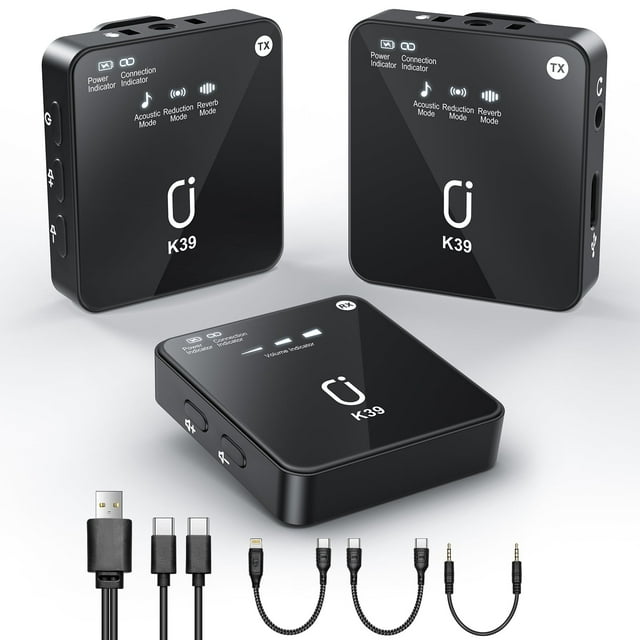 JYX Dual Wireless Lavalier Microphone for Android iPhone Camera, Mini Mic Clip-on Lapel Microphone System for YouTube Vlog Live Streaming Video Recording
