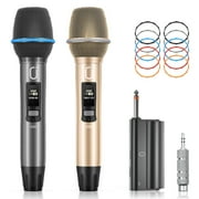 JYX Dual Wireless Microphone, Handheld Wireless Bluetooth Karaoke Microphone with Rechargeable Receiver, Metal Professional Dynamic Microphone for Singing, Speech, U60