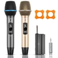 thumbnail image 1 of JYX Dual Wireless Microphone, Handheld Wireless Bluetooth, Metal Professional Dynamic, 2-Pack, Gray, Gold, 1 of 13