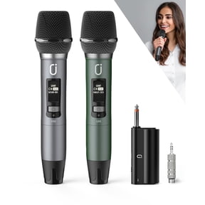 JYX Dual Wireless Microphones, Handheld Dynamic Microphone Battery Operated with Rechargeable Receiver, Professional Karaoke Microphone Set