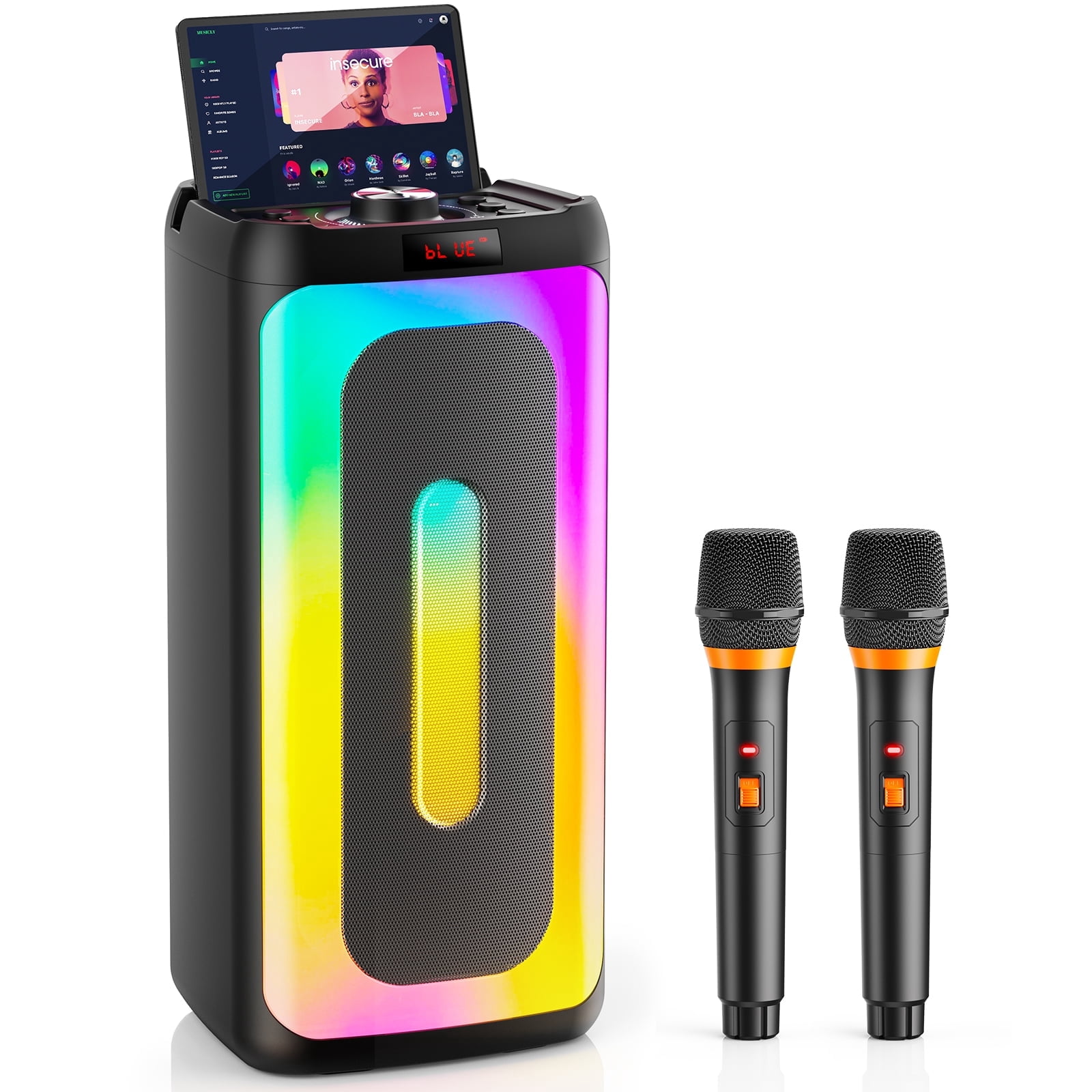 JYX Portable Bluetooth Karaoke Machine with 2 Wireless Microphones for ...