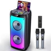 JYX Karaoke Machine for Adult, Bluetooth Speaker with Microphone, Home Party Karaoke Speaker System with DJ Light, Support TWS, Usb, TF Card, Aux-in, Perfect Graduation Gift, T10-T