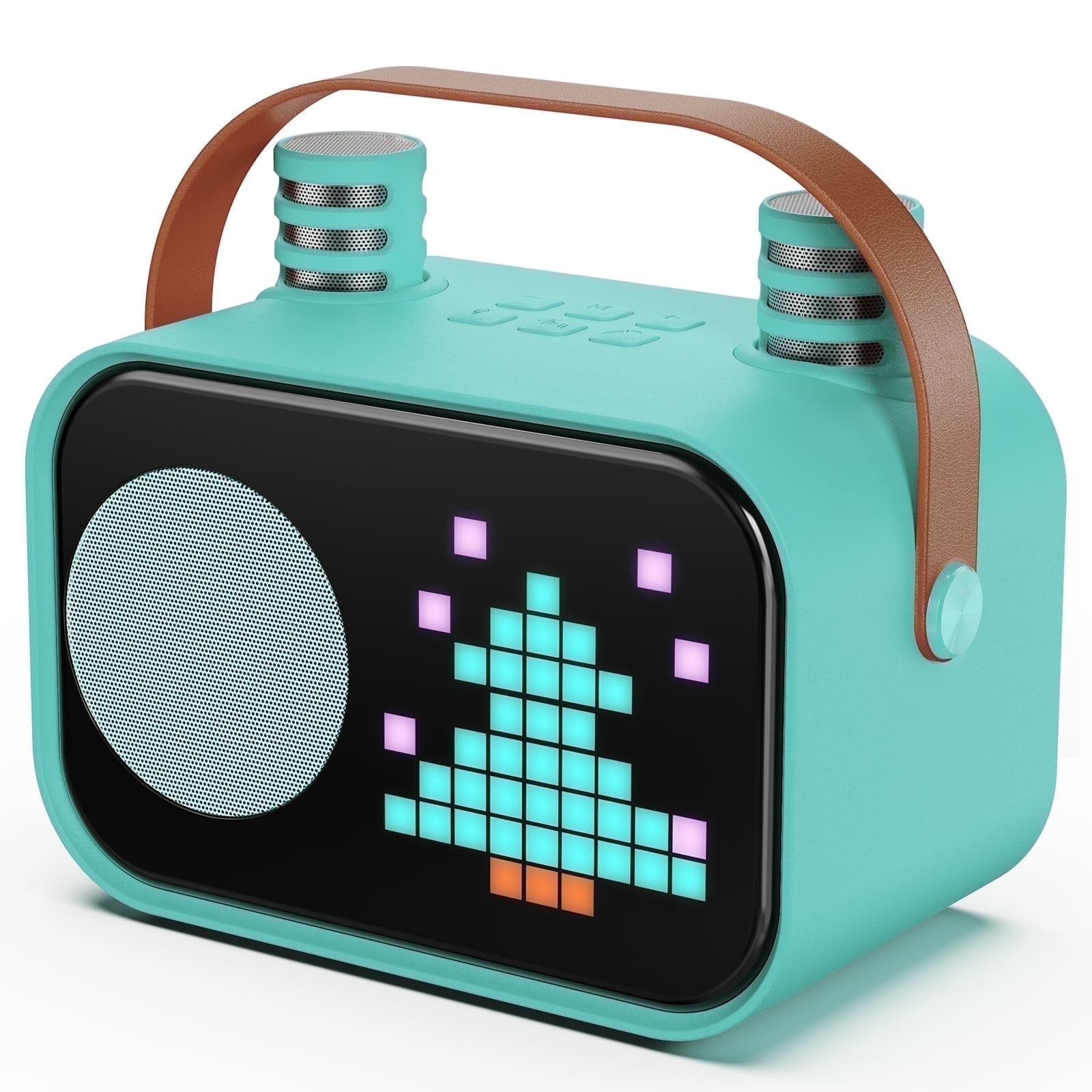 JYX Karaoke Machine for Kids Adults, Portable Bluetooth Speaker with 2 Mic, Party Speaker with 15+ Pixel Animation for Singing, D58G-T