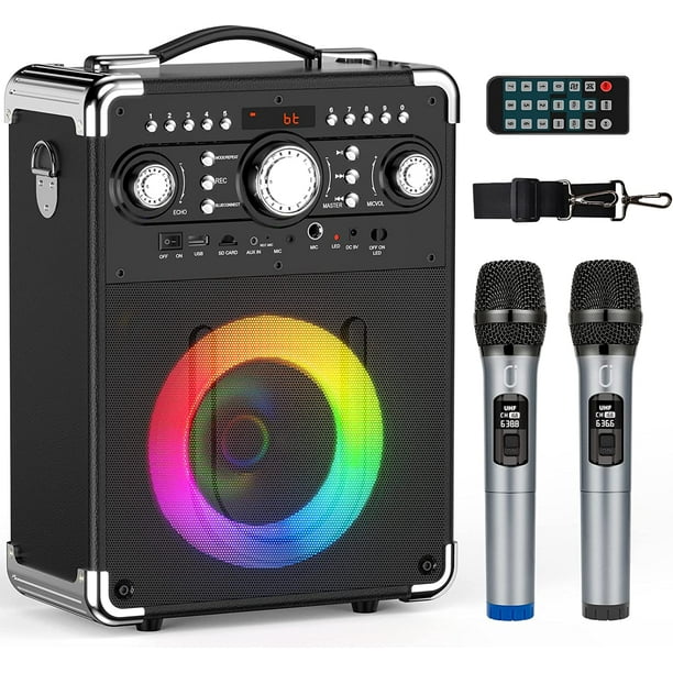 JYX Karaoke Machine, Bluetooth Karaoke Singing Machine with 2 Wireless ...