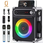 FanFun Karaoke Machine, Home Karaoke System with 2 Microphone, Portable Bluetooth Speaker for Party, FM Radio