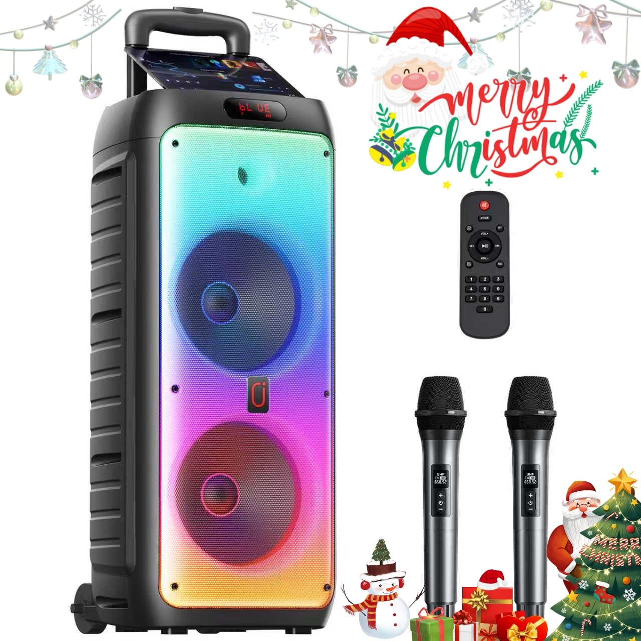 JYX Karaoke Machine for Adult, Dual 8" Subwoofer Bluetooth Speaker with Wheels, Home Karaoke System, T38-T