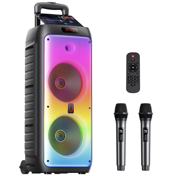 JYX Karaoke Machine for Adult, Dual 8" Subwoofer Bluetooth Speaker with Wheels, Home Karaoke System, T38-T