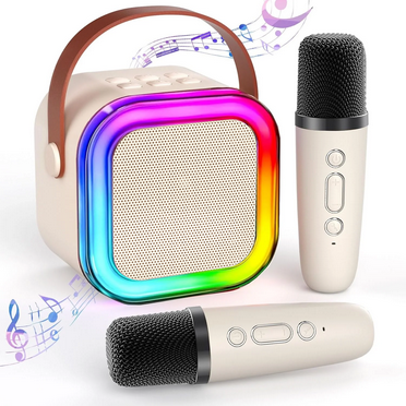 JYX Karaoke Machine for Kids, Portable Bluetooth Speaker with 2 Wireless Microphones for Adults, Support TF/AUX Input/Funny Magic Voice, Gifts for Birthday Party Boys Girls