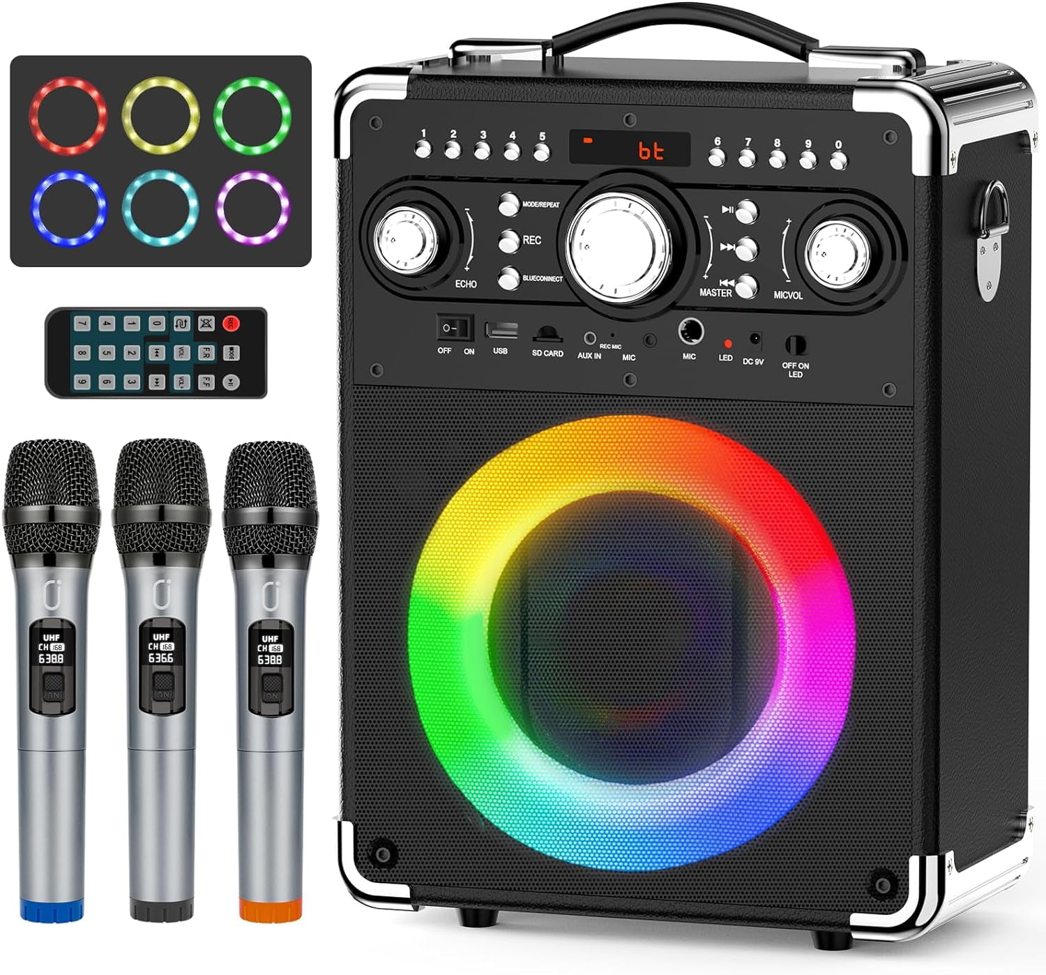JYX Karaoke Machine Set, 3 Wireless Karaoke Microphones Bluetooth