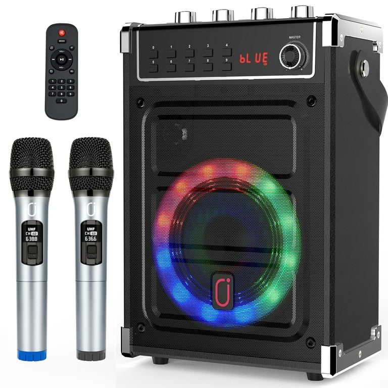 JYX Karaoke Machine for Adult with 2 Wireless Microphones, Home Karaoke  System, Portable Bluetooth Speaker with Light, FM Radio, Recording Functions