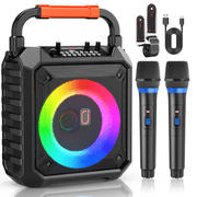 FanFun Karaoke Machine for Kids Adults , Home Karaoke Speaker System with 6.5'' Subwoofer, Rgb Light, Bluetooth Speaker with 2 Microphones, T17-T