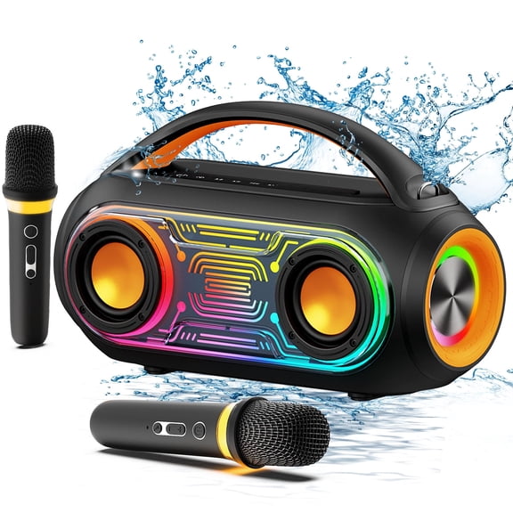FanFun Party Speaker, Portable Bluetooth Speaker with Dazzling Party Lights, 6 Voice Modes, IPX5 Waterproof
