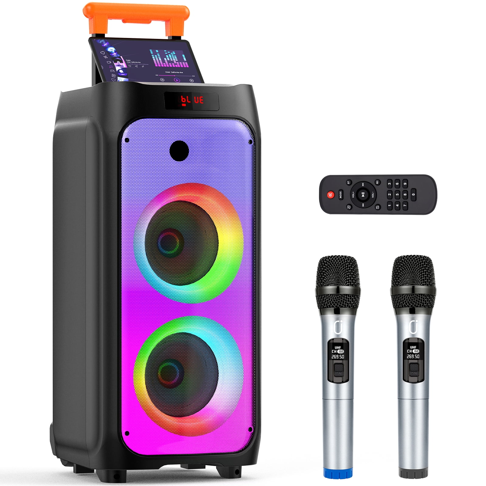 JYX Karaoke Machine for Party with 2 Wireless Microphones, 500W