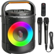 JYX Karaoke Machine with 2 Microphones, Singing Machine Home Karaoke System, Bluetooth Speaker with RGB Light for Birthday Christmas Gift