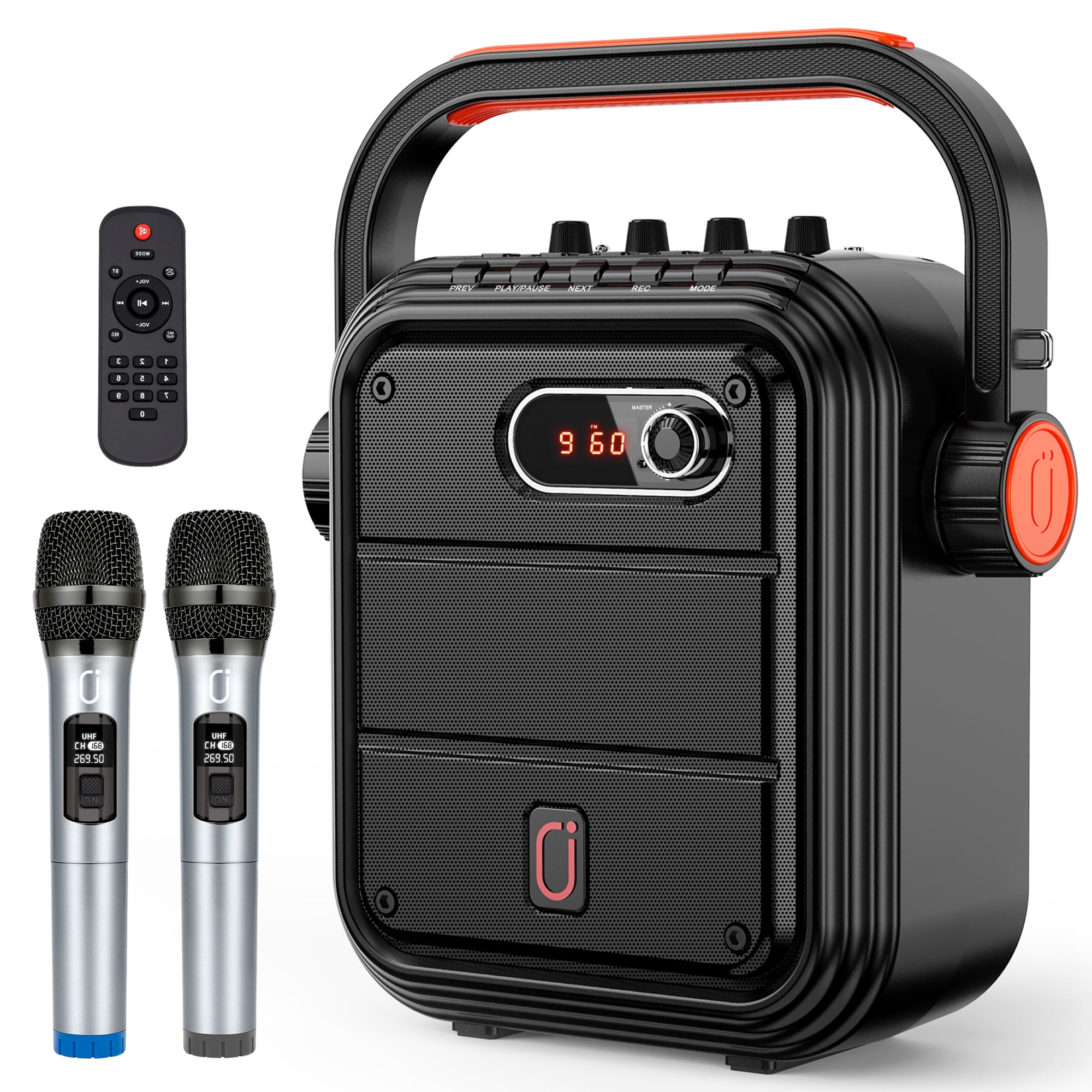 FanFun Portable Bluetooth Speaker, Outdoor Speaker with FM Radio, Portable PA System with 2 Microphones, Deep Bass, Wireless Stereo Pairing, AUX Input, TWS