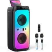 JYX Party Speaker, 80W Powerful Large Bluetooth Speaker with 2 Mics, Deep Bass Stereo PA System with Remote Control