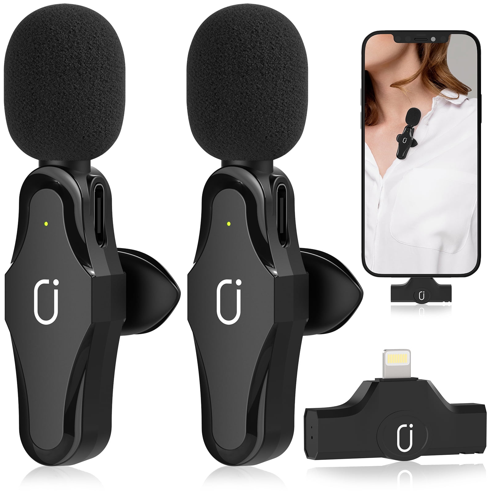 JYX Mini Dual Lavalier Microphones for iPhone Clipon Wireless Lapel