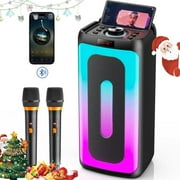 JYX Karaoke Machine for Adult, Bluetooth Speaker with Microphone, Home Party Karaoke Speaker System with Colorful RGB Lights, Support Usb, TF Card, Aux-in, T25-T
