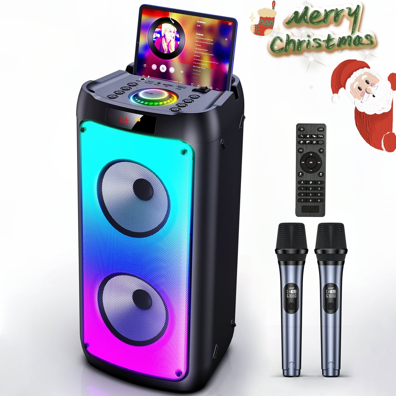 JYX Party Speaker, Bluetooth Speaker with 2 Wireless Microphone