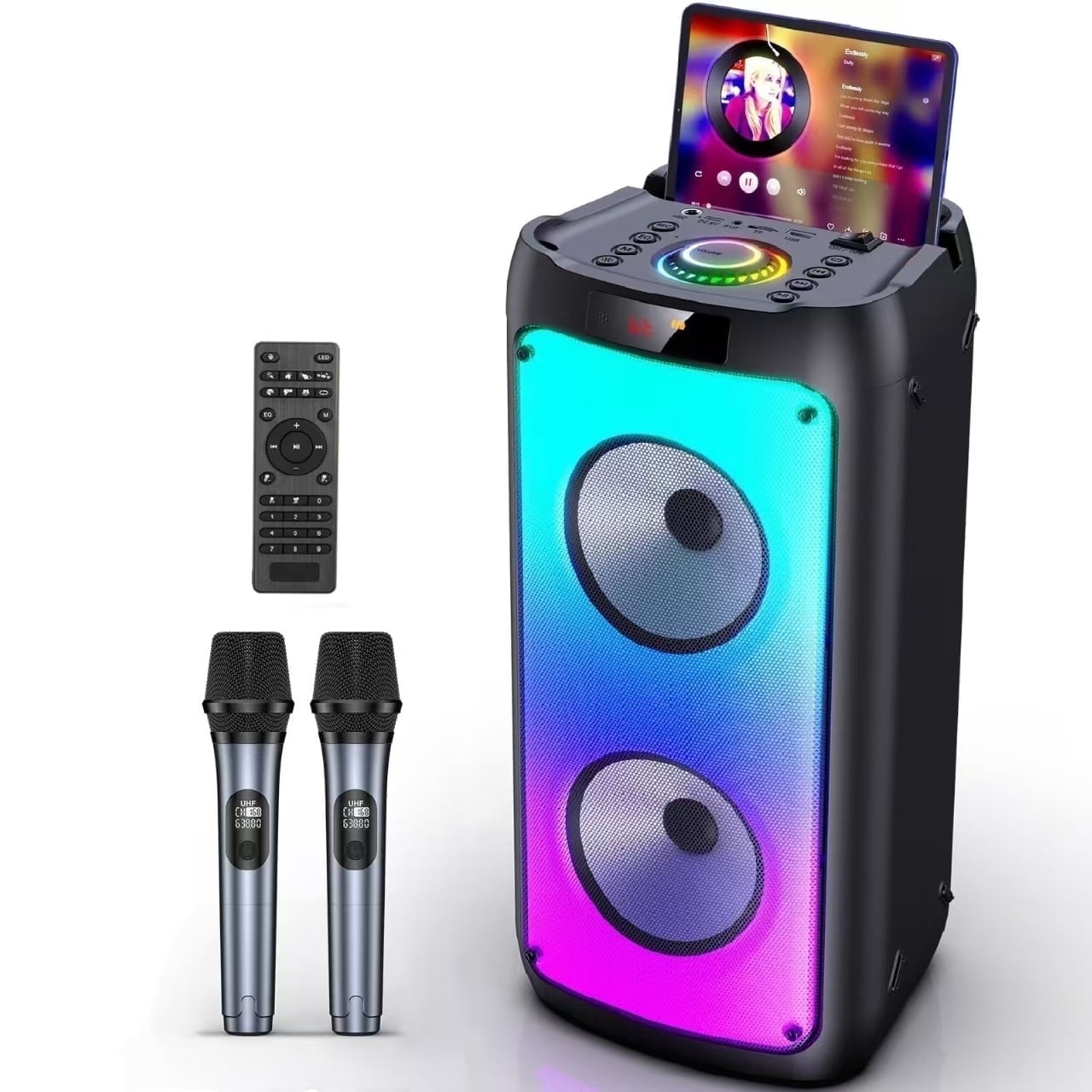 JYX Party Speaker, Bluetooth Speaker with 2 Wireless Microphone & DJ ...