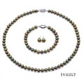 thumbnail image 1 of JYX Pearl Necklace Set 7-8mm AA Peacock Green Flat Freshwater Pearl Necklace Bracelet and Earrings Set for Women 18", 1 of 3