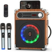 JYX-S55 Singing Karaoke Machine, Bluetooth Speaker with 2 Karaoke Microphones, Home Karaoke System, FM Radio